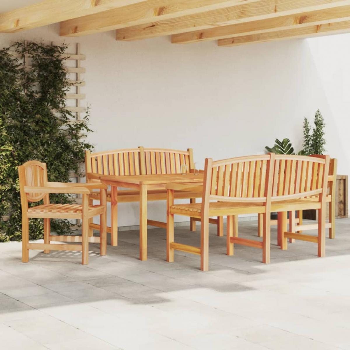 Juego de comedor para jardín 5 piezas madera maciza de teca