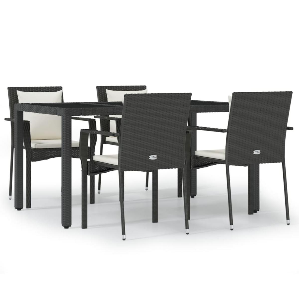 Set de muebles jardín 5 pzas con cojines ratán sintético negro