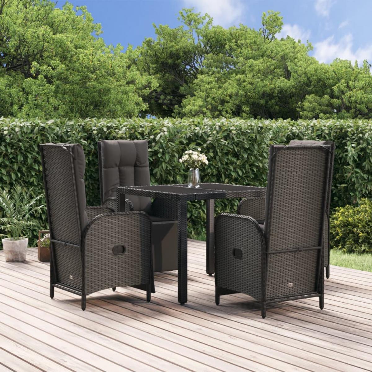 Set de muebles jardín 5 pzas con cojines ratán sintético negro