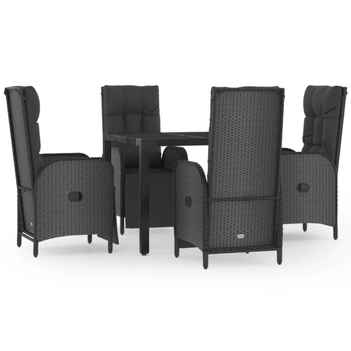 Set de muebles jardín 5 pzas con cojines ratán sintético negro