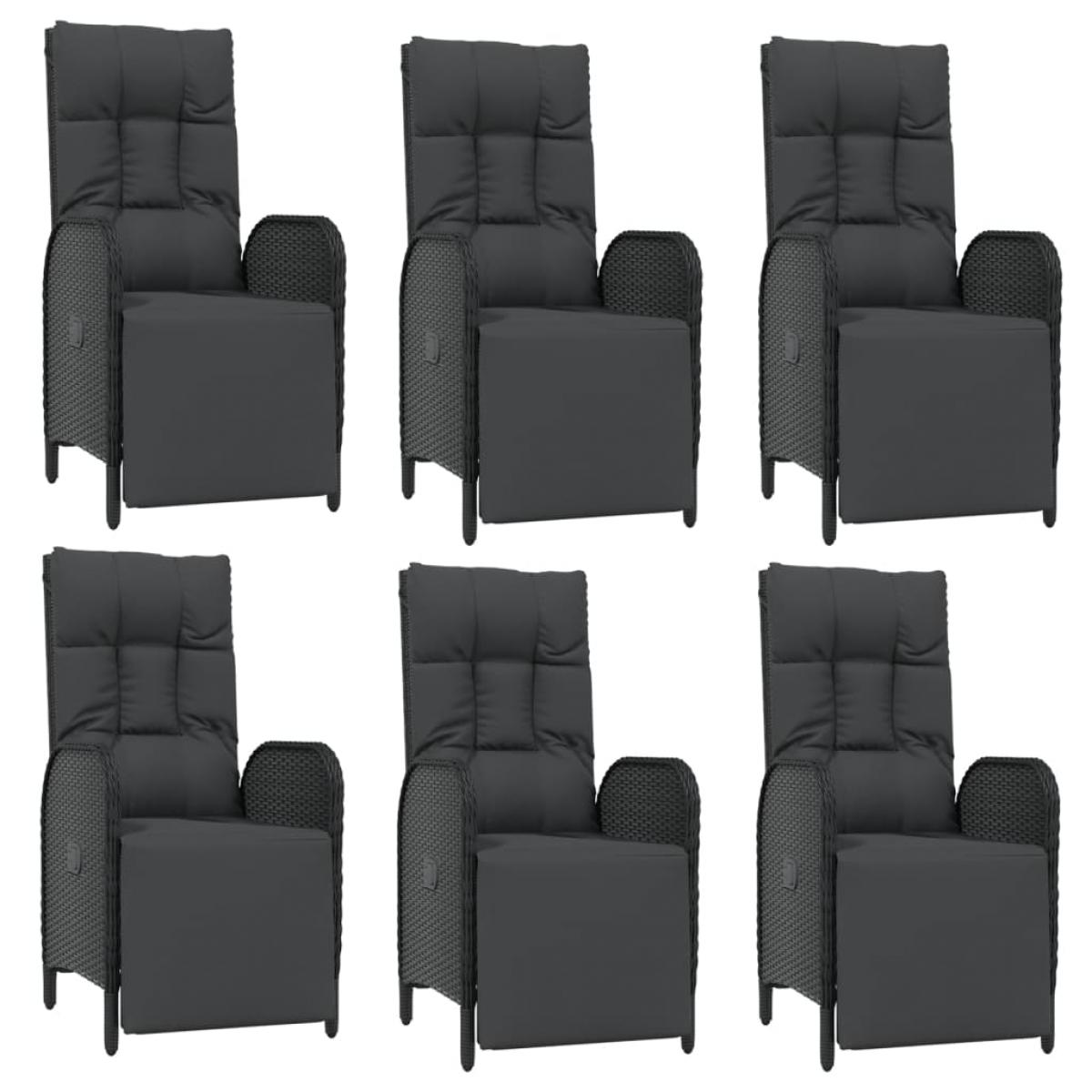 Set comedor jardín 7 pzas y cojines ratán sintético negro gris