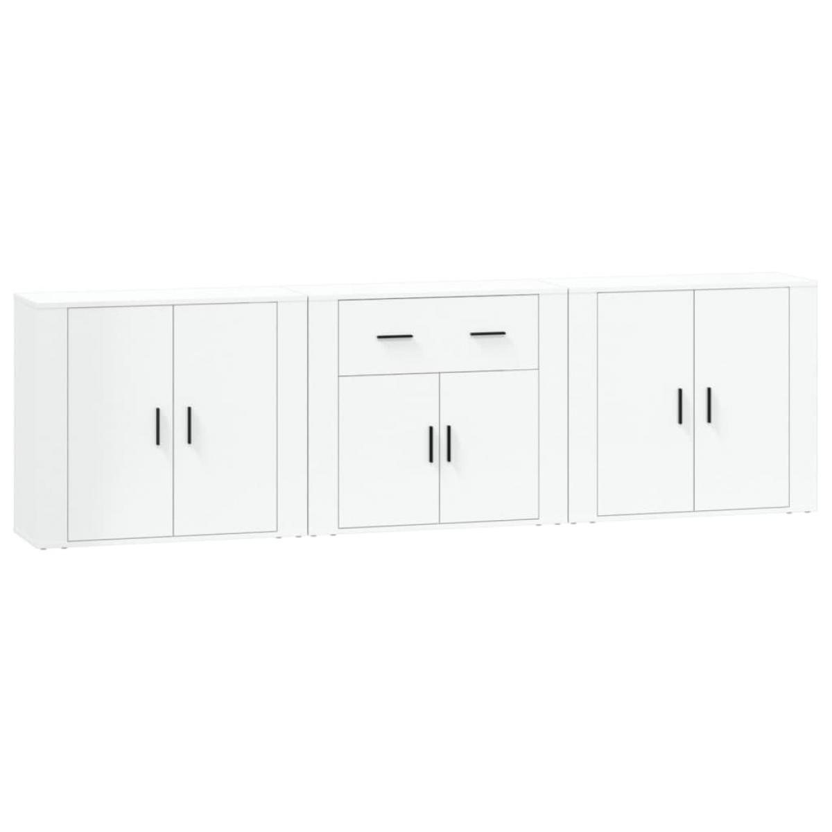 Aparadores 3 piezas madera contrachapada blanco