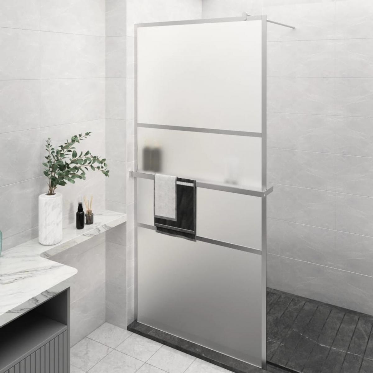 Mampara ducha con estante vidrio ESG aluminio cromado 90x195 cm