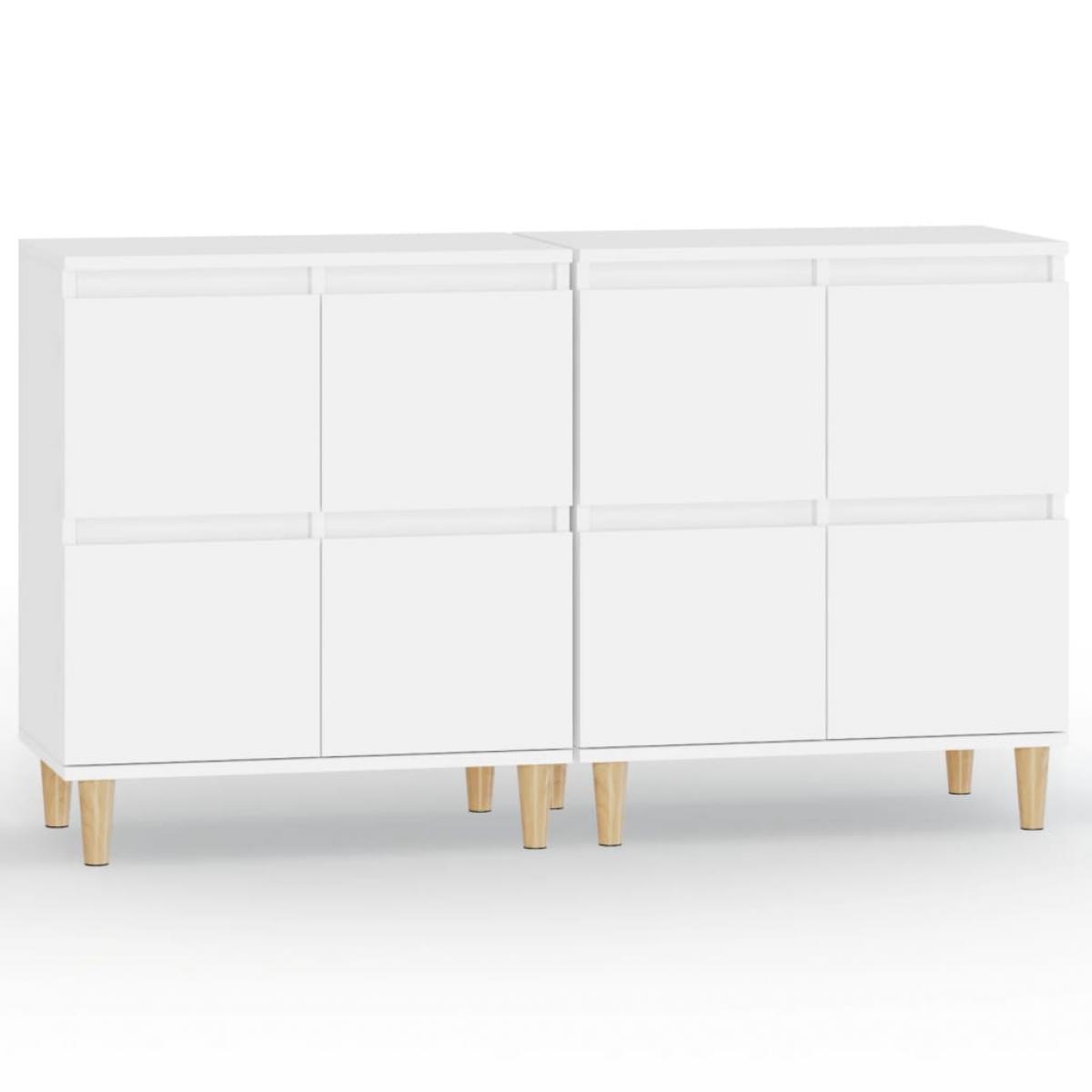 Aparadores 2 uds madera contrachapada blanco 60x35x70 cm