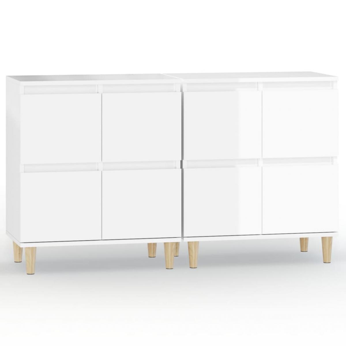 Aparadores 2 uds madera contrachapada blanco brillo 60x35x70 cm