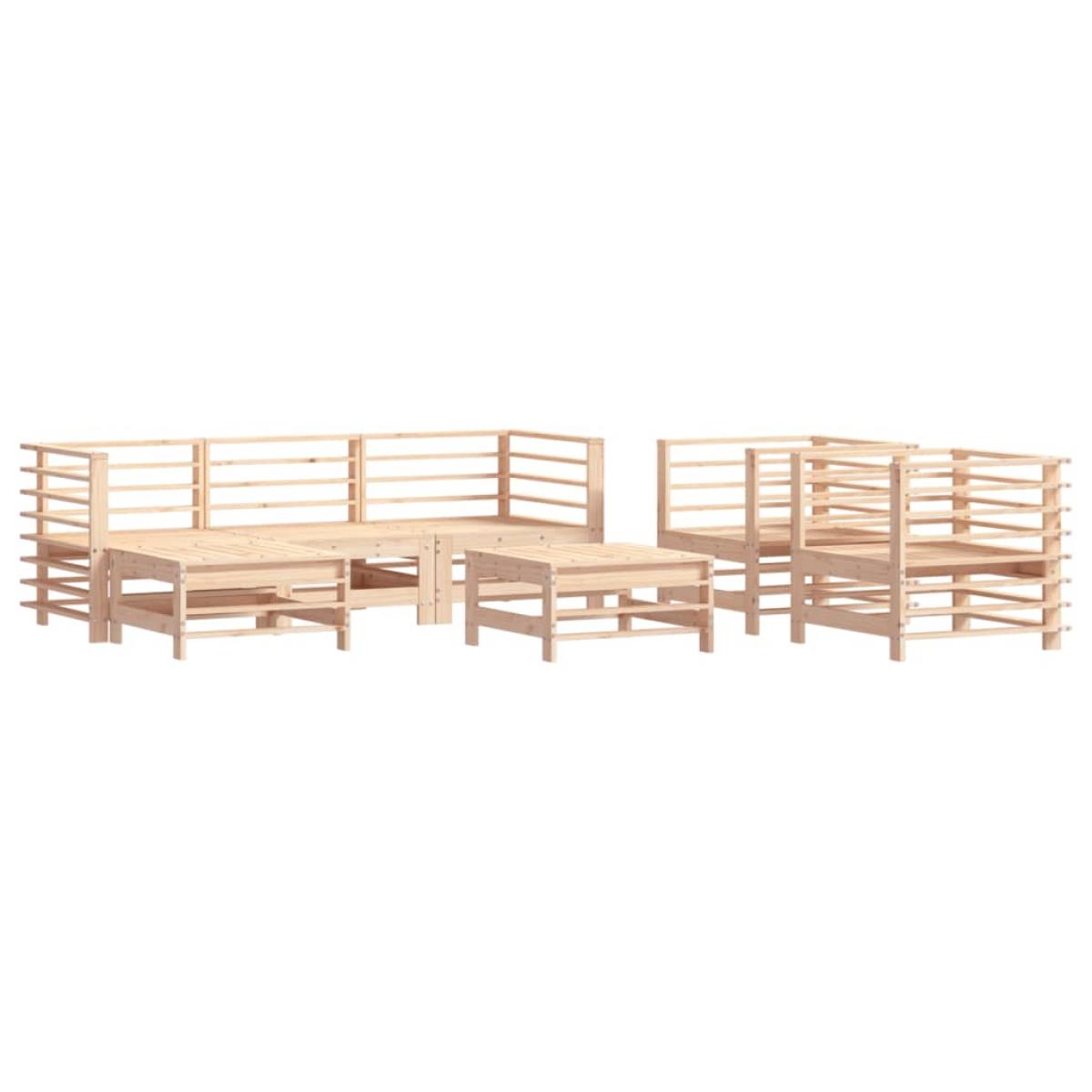 Juego de muebles de jardín 7 piezas y cojines madera maciza