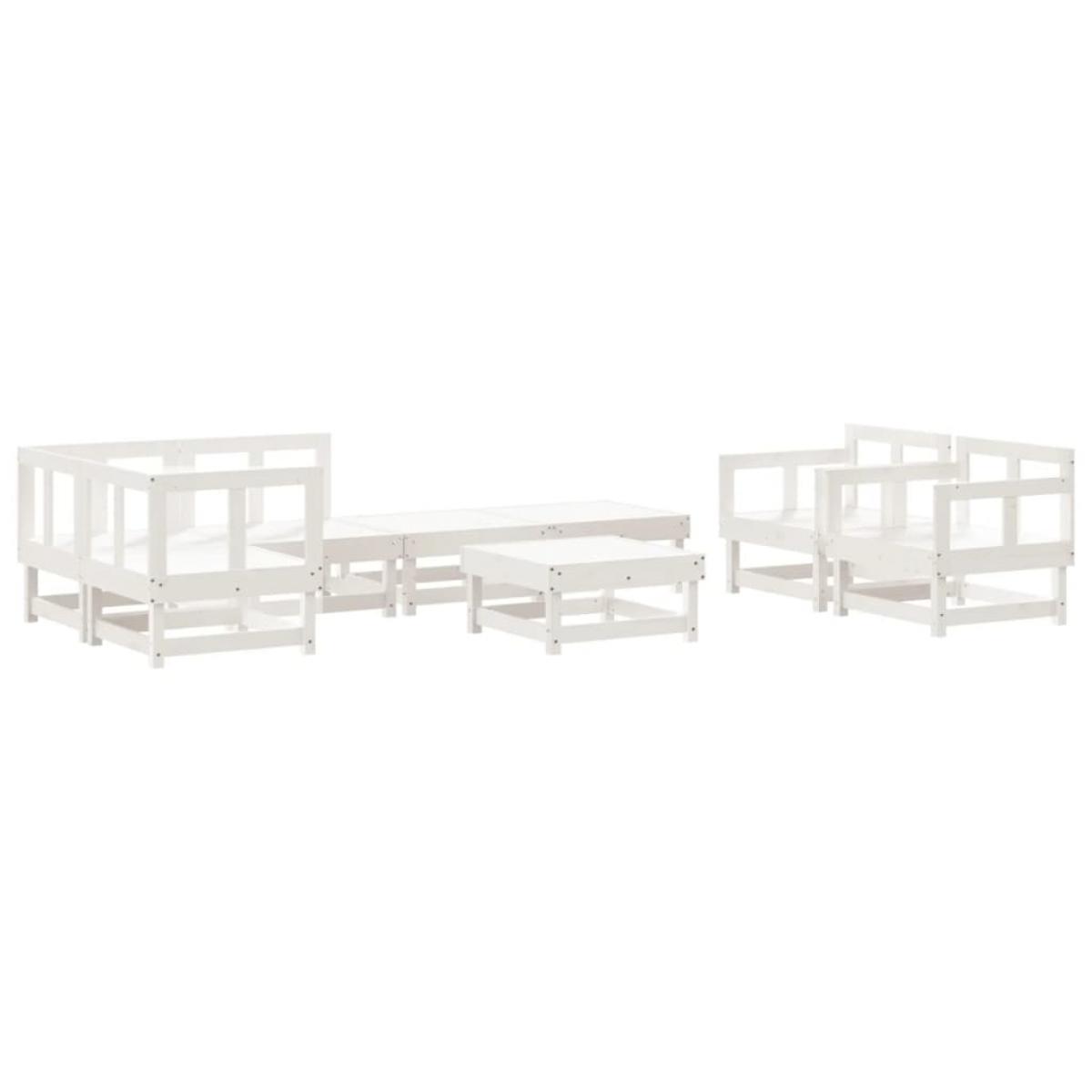 Juego de muebles de jardín 8 piezas madera maciza pino blanco