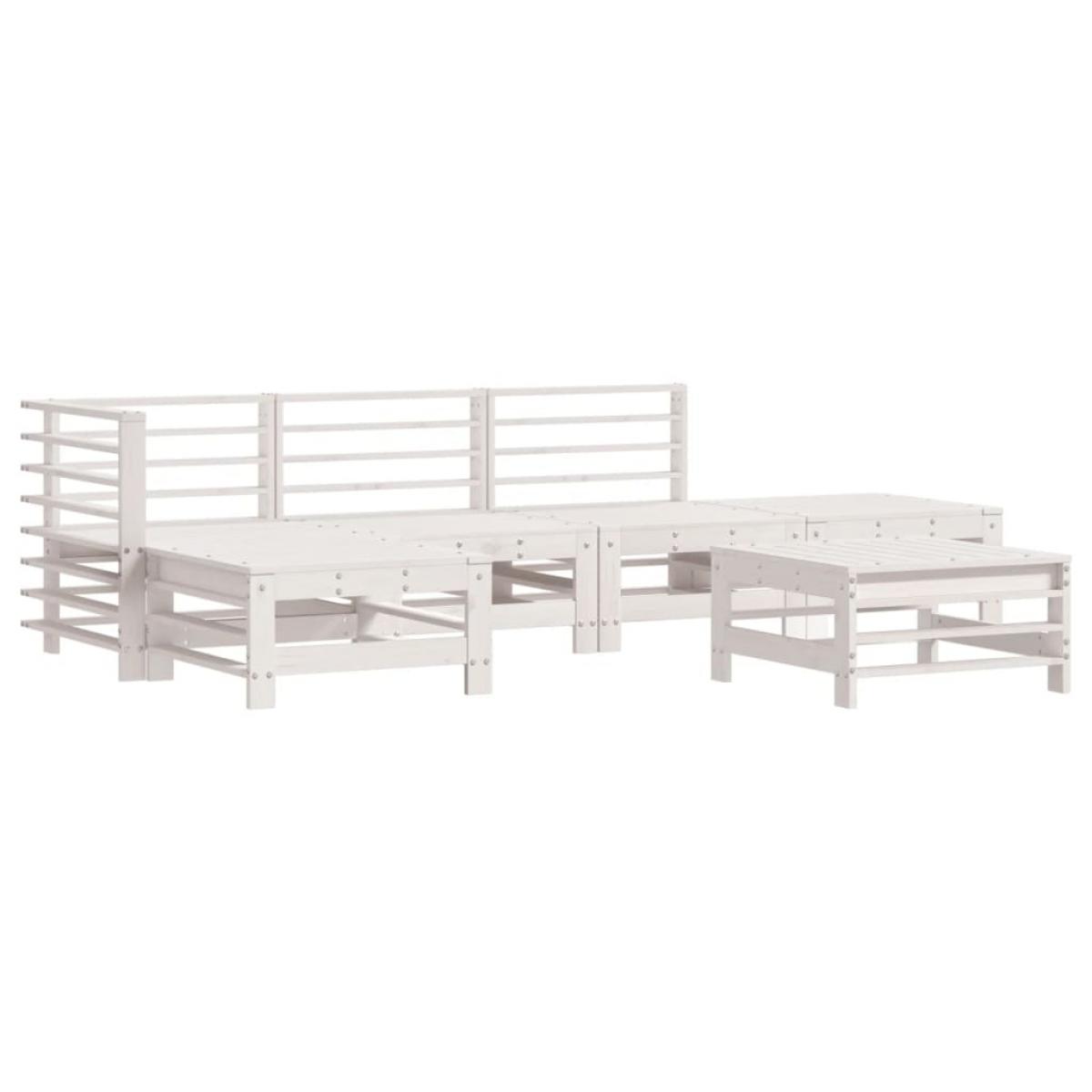 Juego de muebles de jardín 6 piezas madera maciza pino blanco