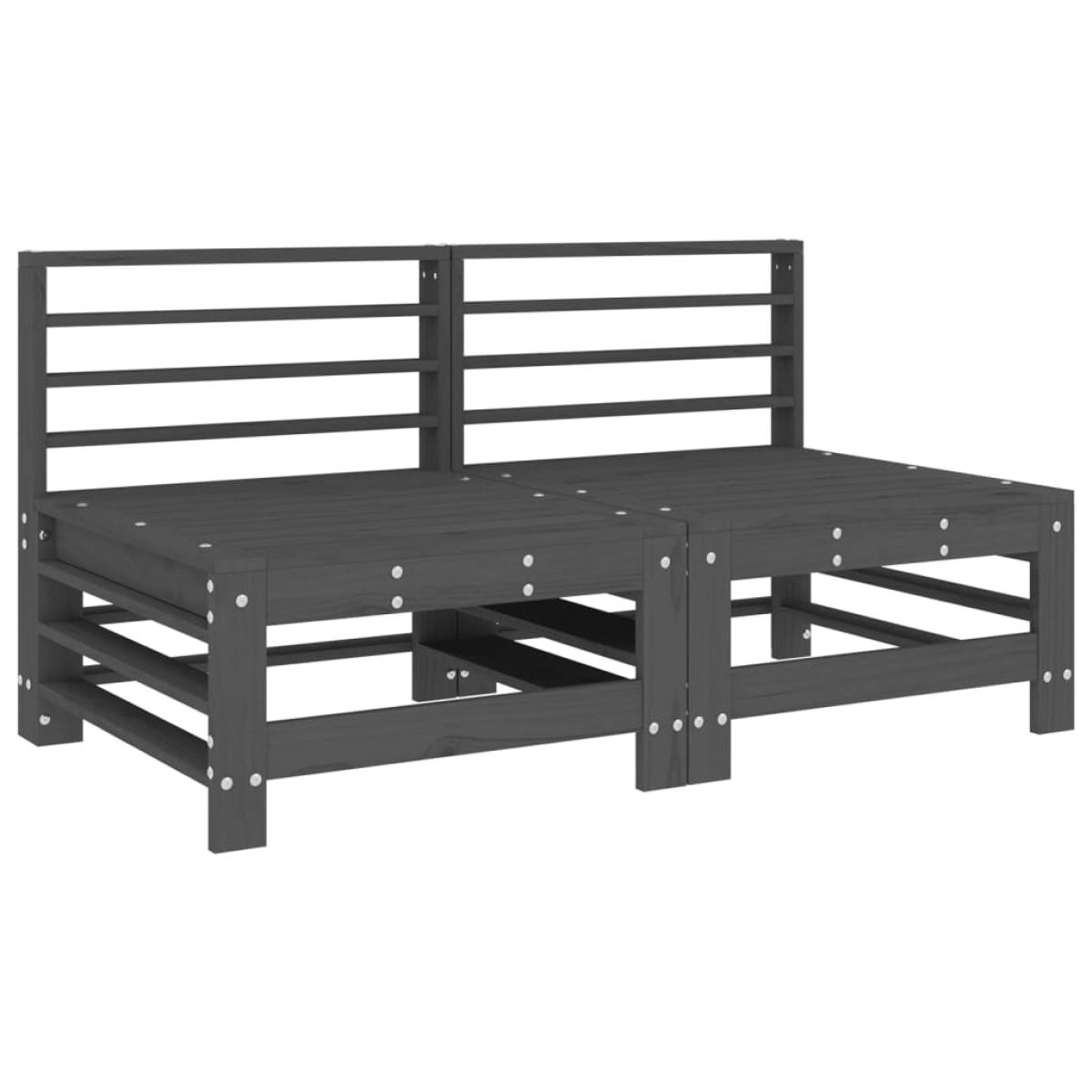 Juego de muebles de jardín 7 piezas madera maciza de pino gris
