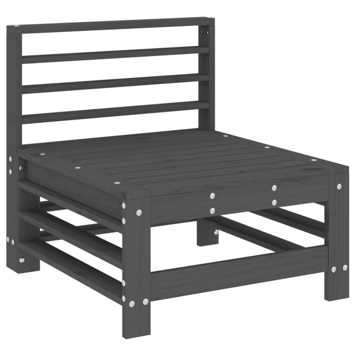 Juego de muebles de jardín 7 piezas madera maciza de pino gris