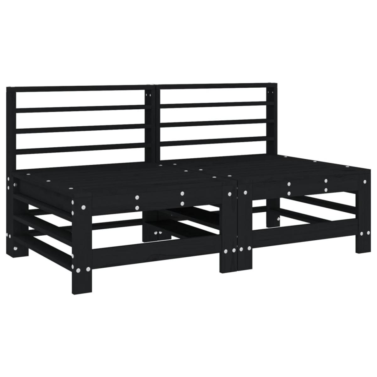Juego de muebles de jardín 7 piezas madera maciza de pino negro