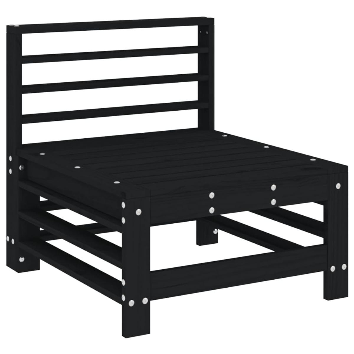 Juego de muebles de jardín 7 piezas madera maciza de pino negro