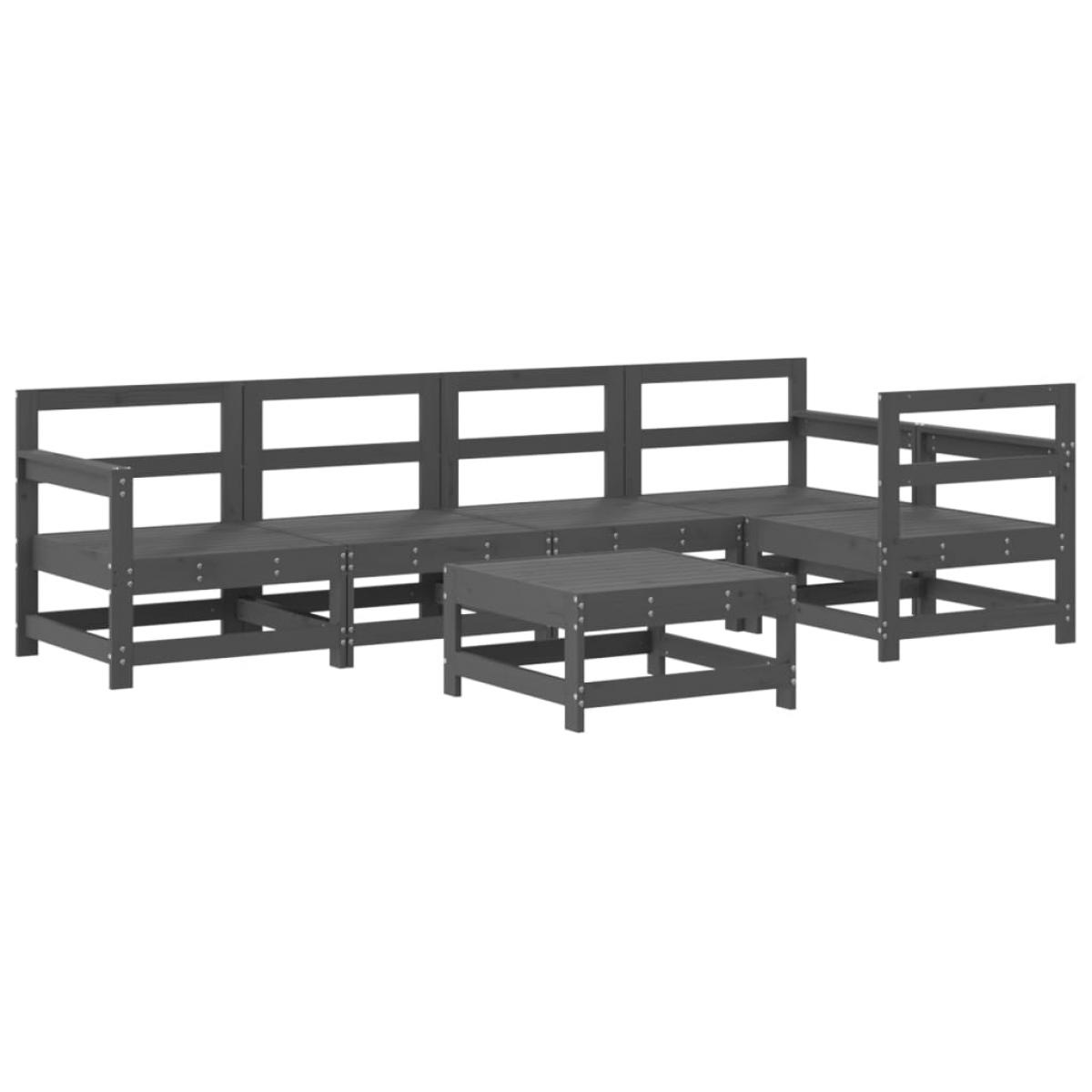 Mesa y taburetes altos jardín 6 pzas madera maciza de pino gris