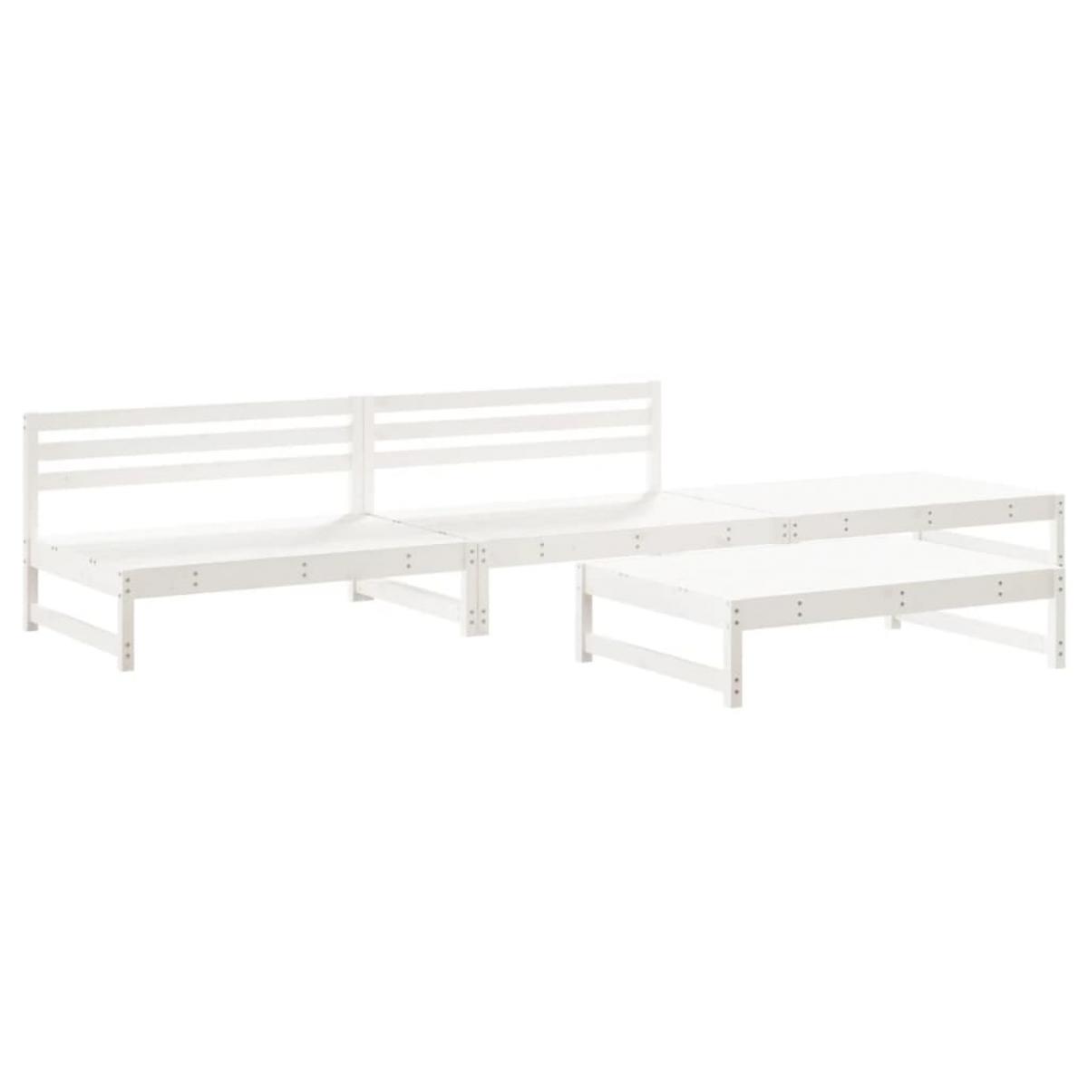 Juego de muebles de jardín 4 pzas madera maciza de pino blanco