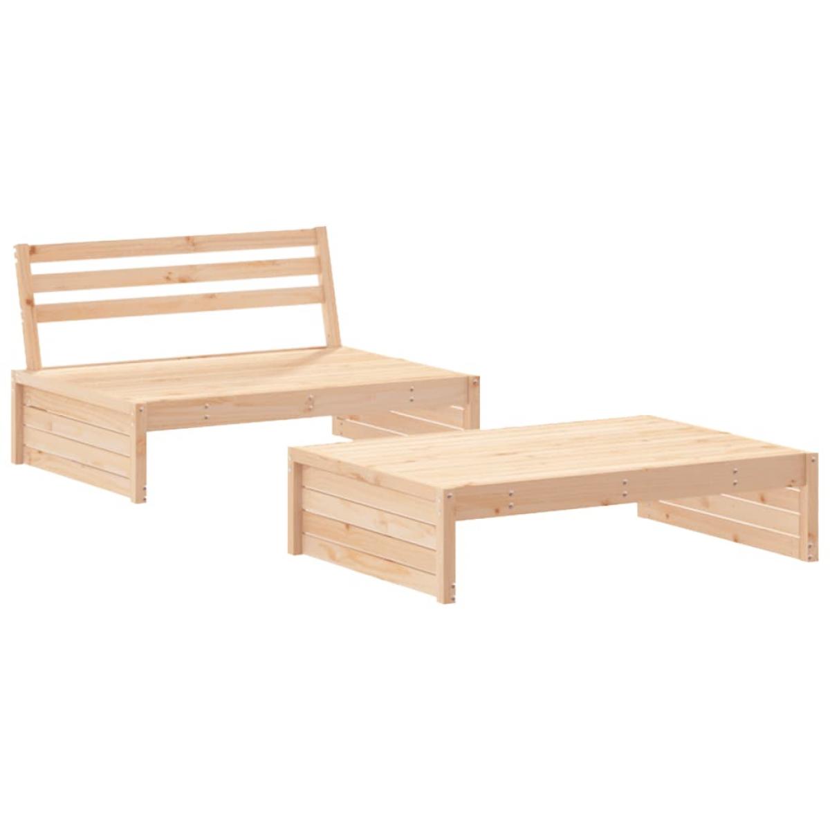 Juego de muebles de jardín 2 piezas madera maciza de pino