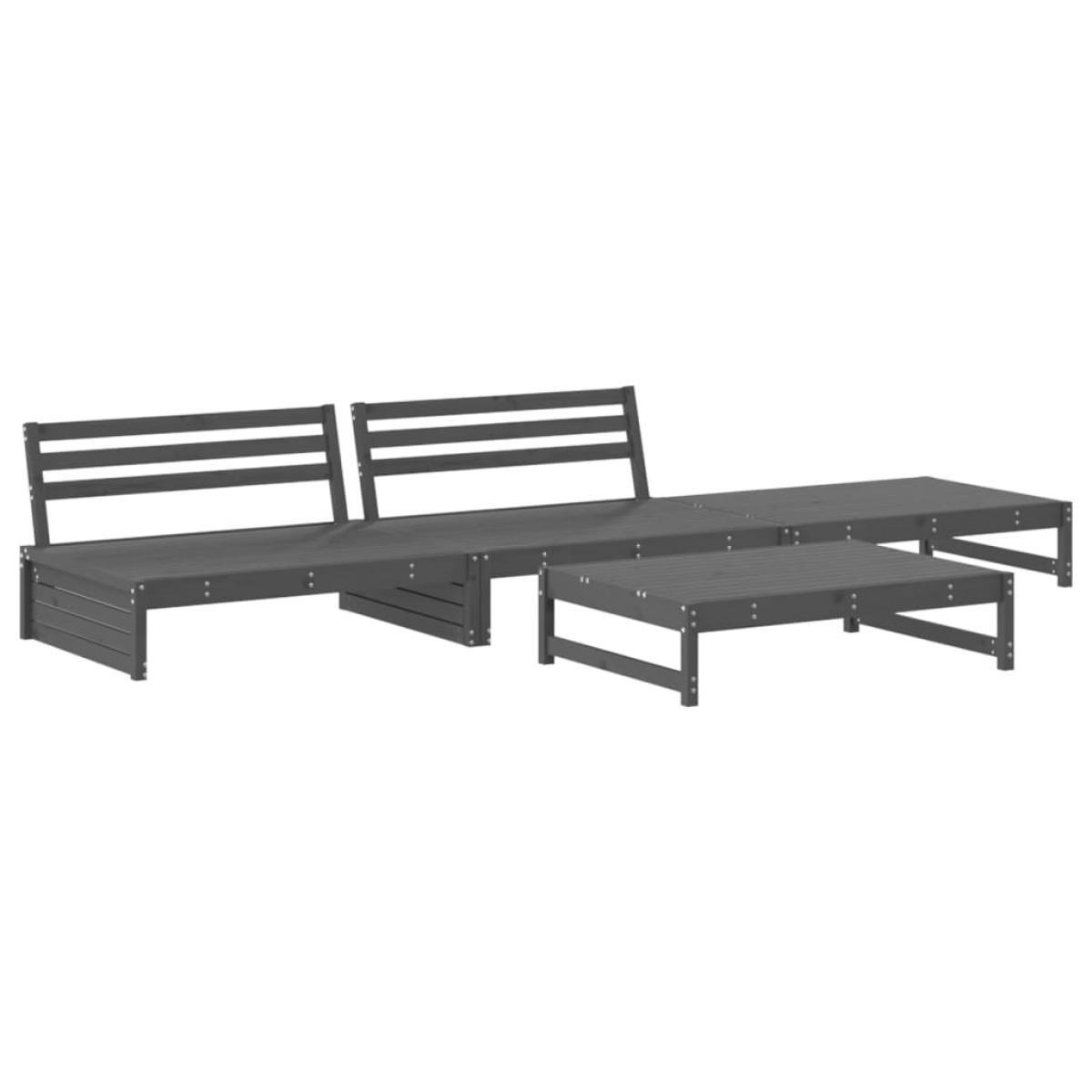 Juego de muebles de jardín 4 pzas madera maciza de pino gris