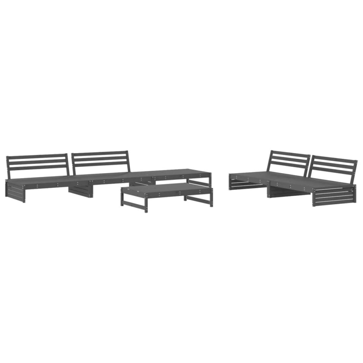 Mesa y taburetes altos jardín 6 pzas madera maciza de pino gris