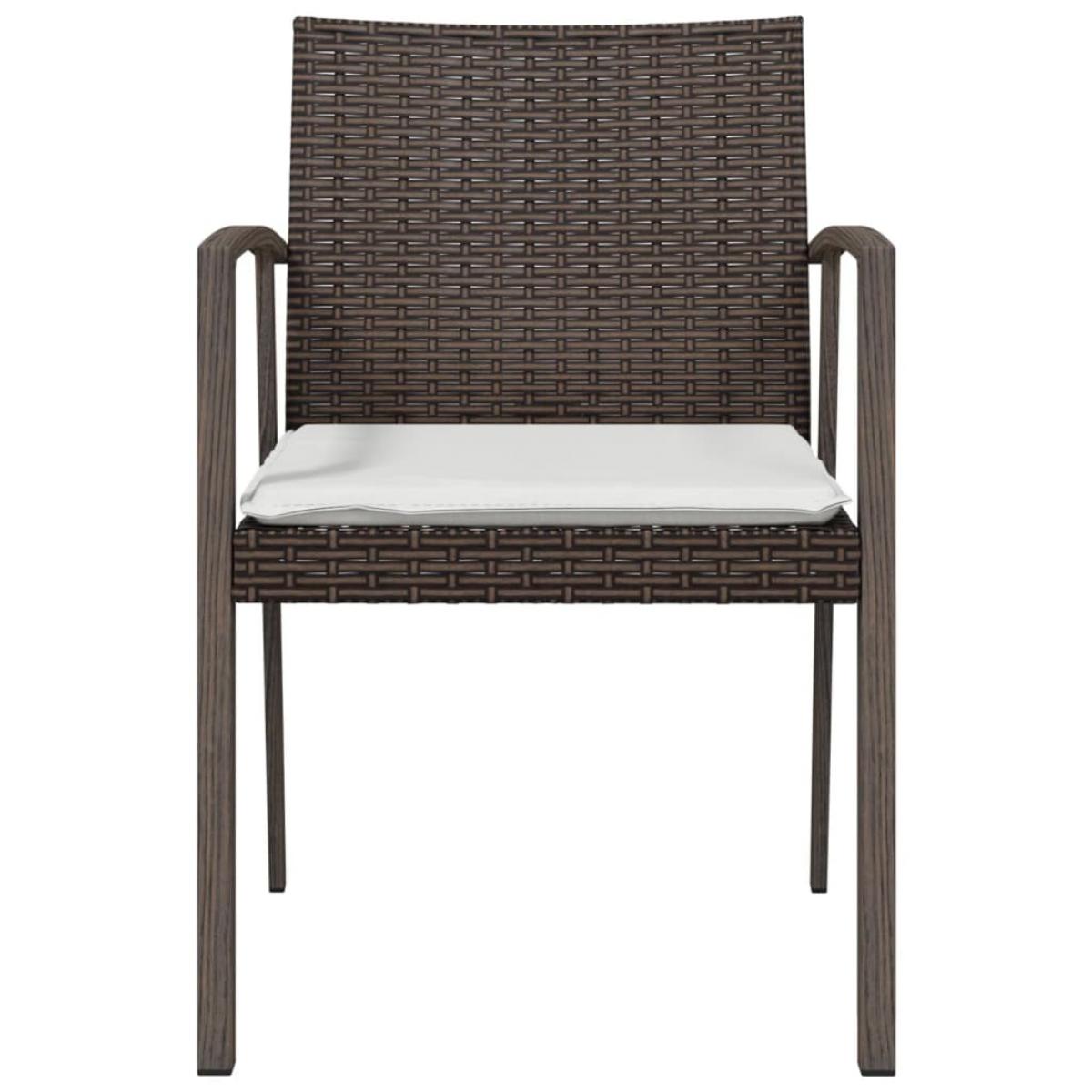 Sillas jardín cojines 6 uds ratán sintético marrón 56,5x57x83cm