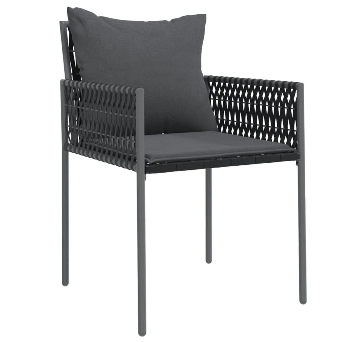 Sillas jardín y cojines 6 uds ratán sintético negro 54x61x83 cm