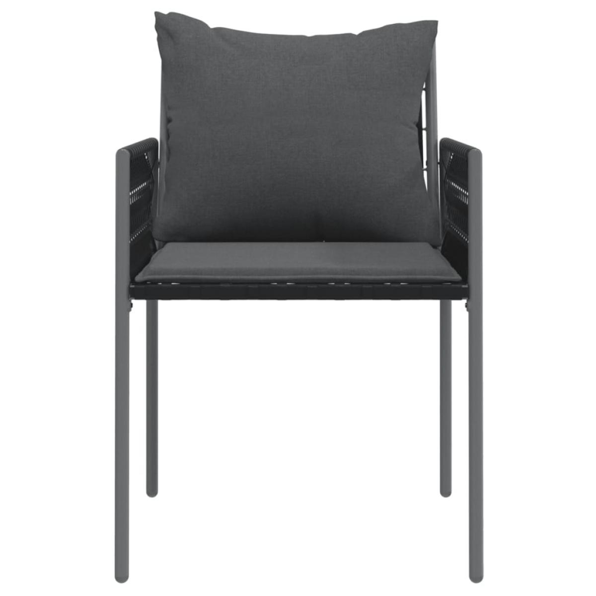 Sillas jardín y cojines 6 uds ratán sintético negro 54x61x83 cm