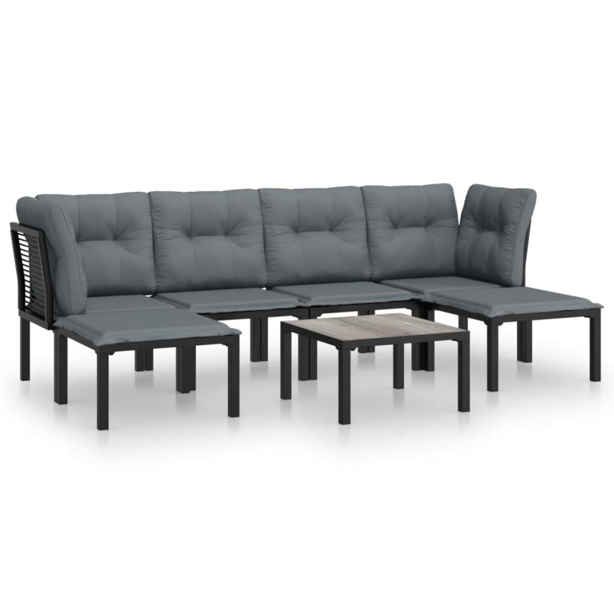 Juego de muebles de jardín 7 pzas ratán sintético negro y gris