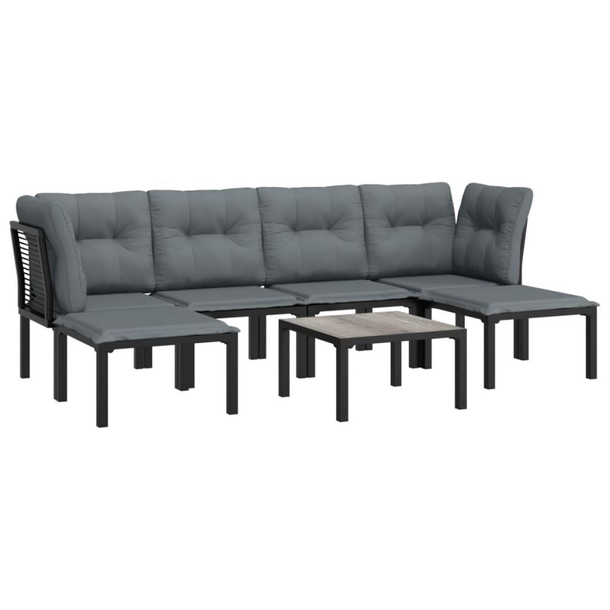Juego de muebles de jardín 7 pzas ratán sintético negro y gris