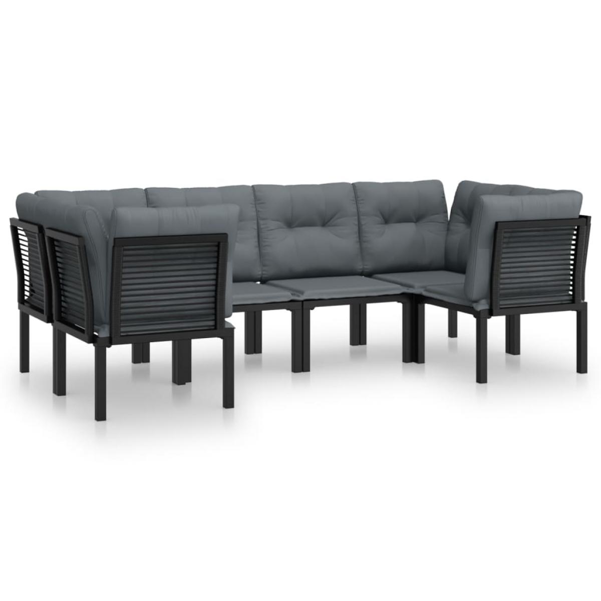 Juego de muebles de jardín 6 pzas ratán sintético negro y gris