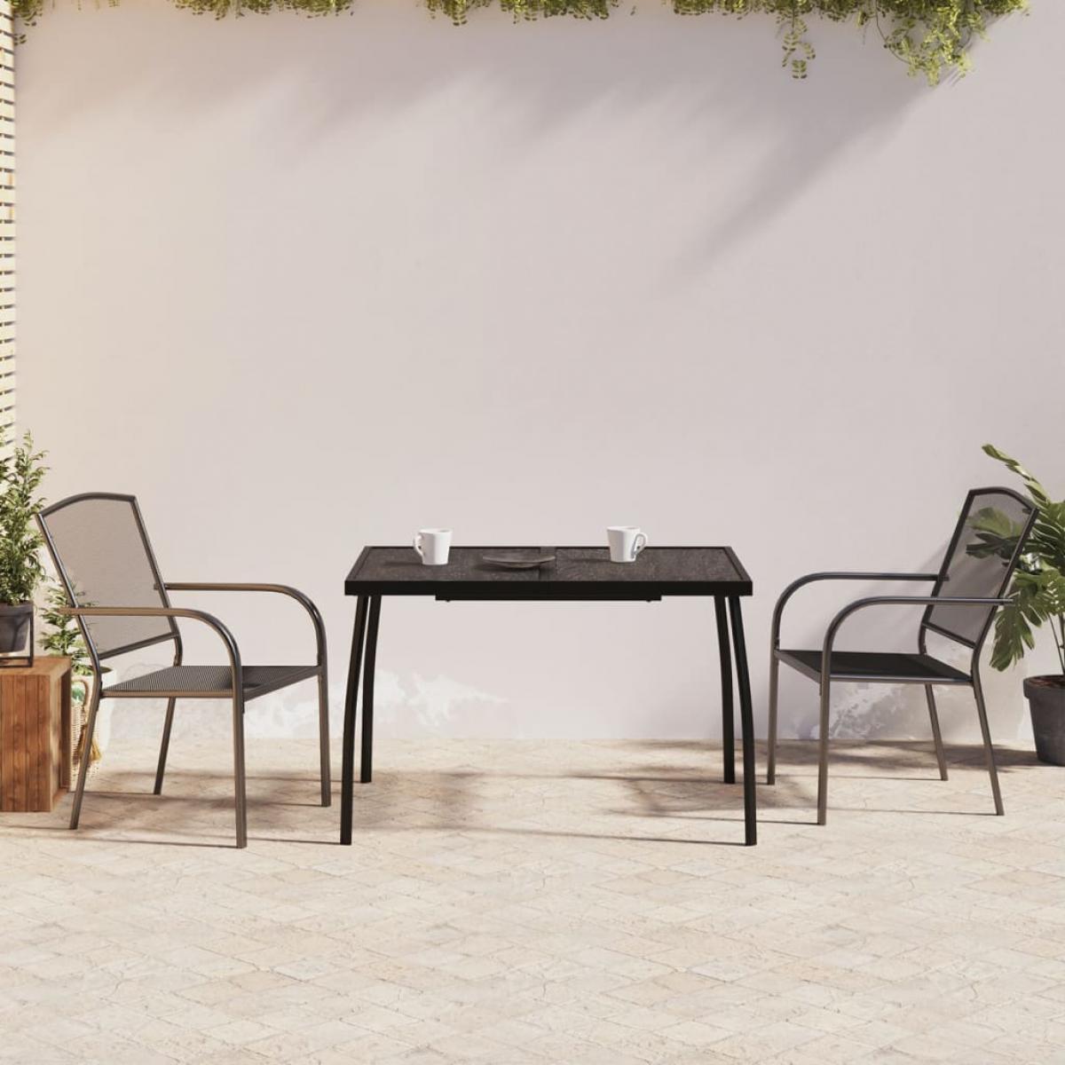 Juego de comedor de jardín 3 piezas acero gris antracita