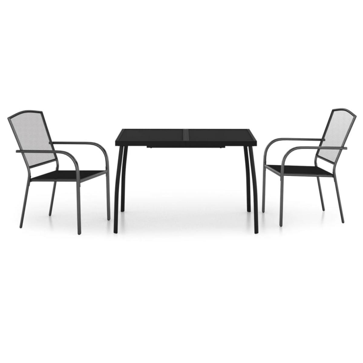 Juego de comedor de jardín 3 piezas acero gris antracita