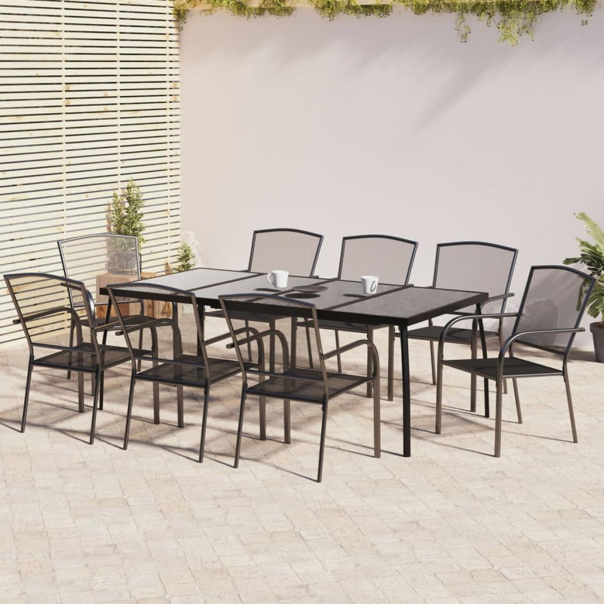 Juego de comedor de jardín 9 piezas acero gris antracita