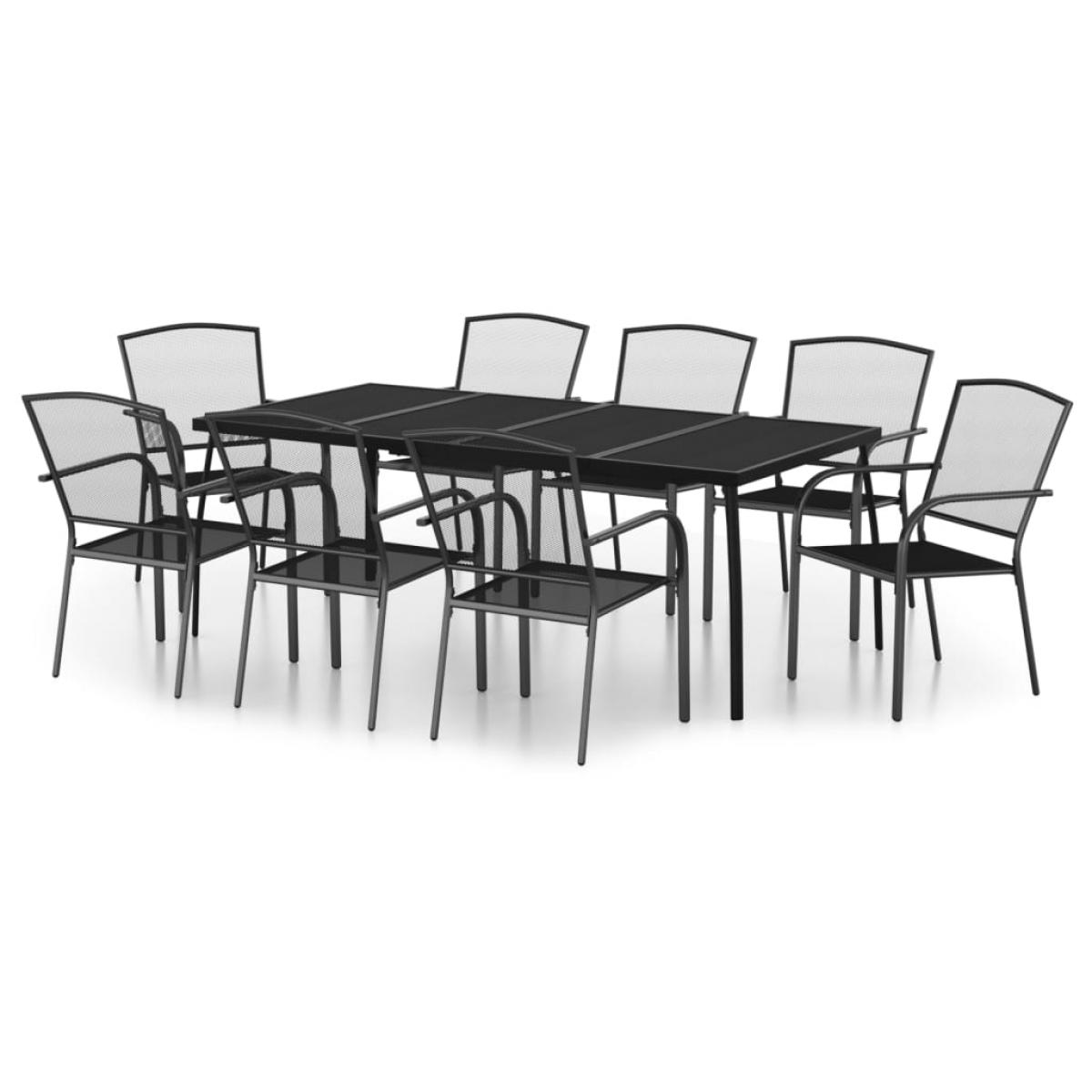 Juego de comedor de jardín 9 piezas acero gris antracita