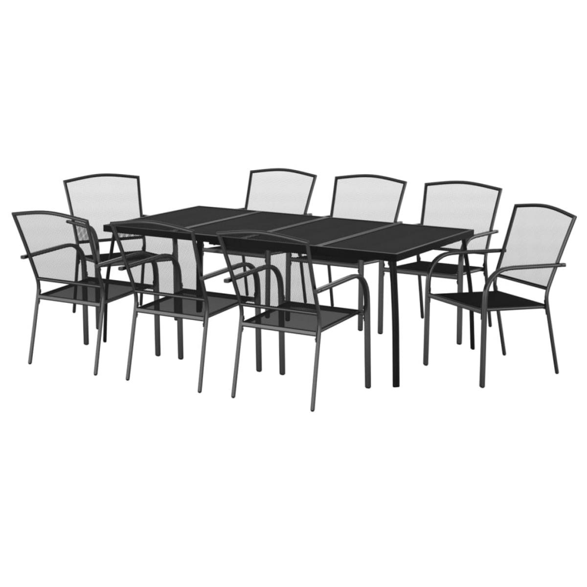 Juego de comedor de jardín 9 piezas acero gris antracita