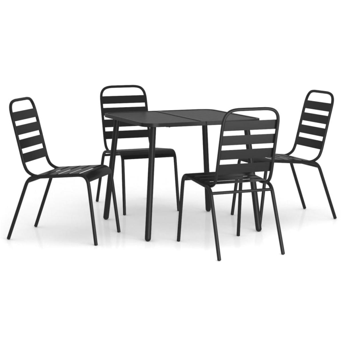Juego de comedor de jardín 5 piezas acero gris antracita