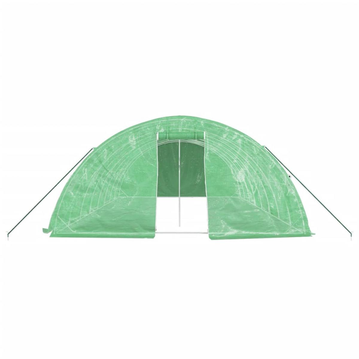 Invernadero con estructura de acero verde 40 m² 8x5x2,3 m