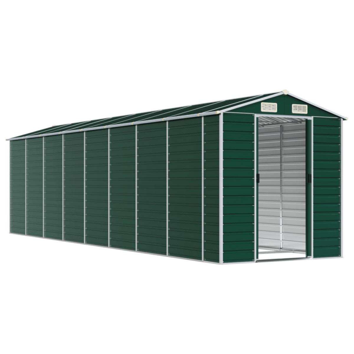 Cobertizo de jardín acero galvanizado verde 191x725x198 cm
