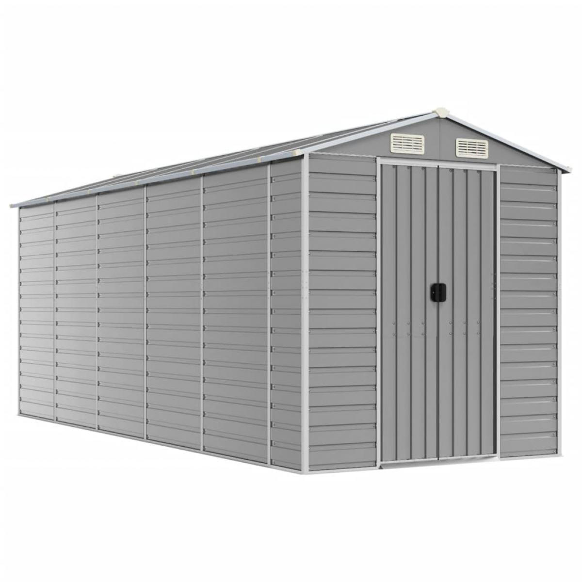Cobertizo de jardín acero galvanizado gris claro 191x470x198 cm