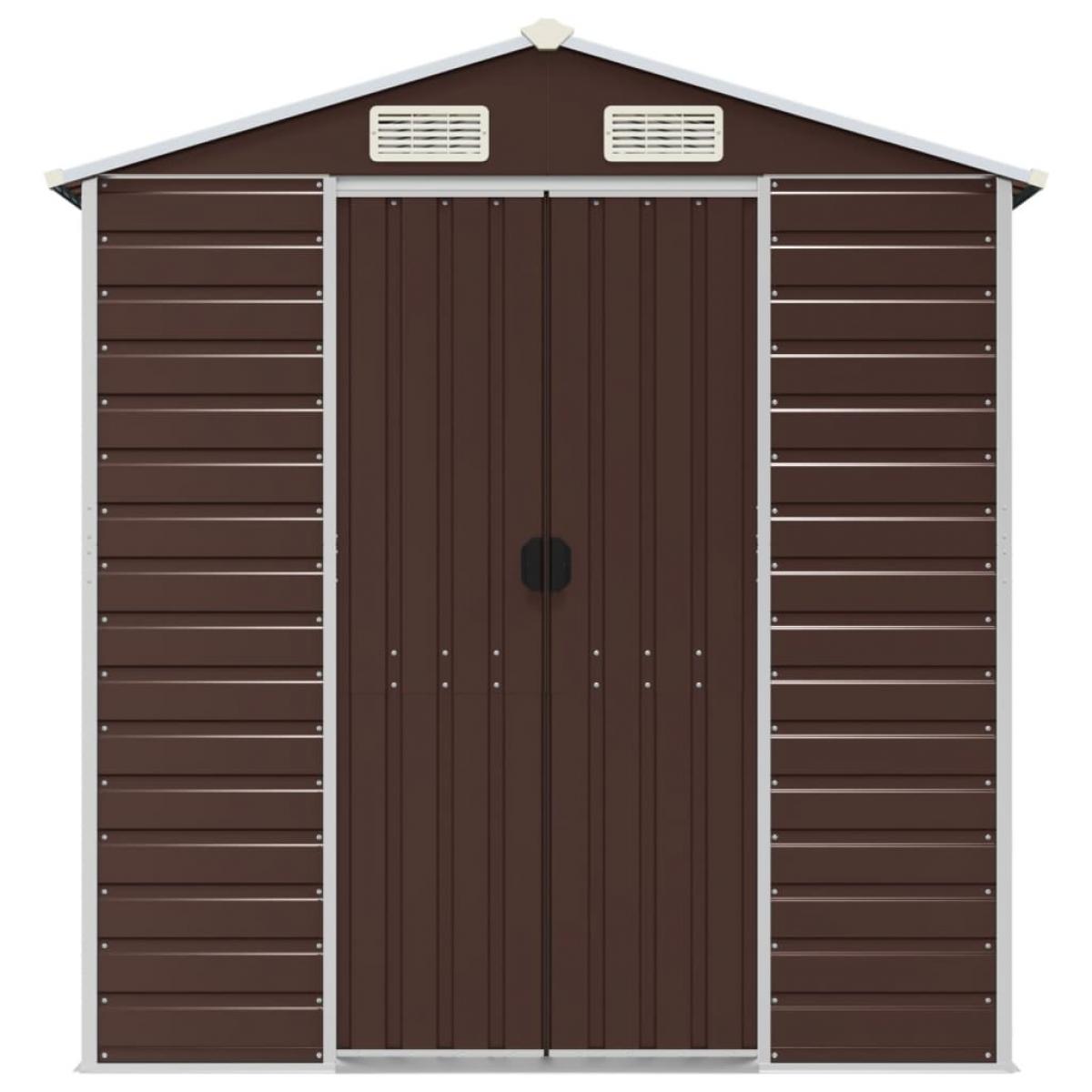 Cobertizo de jardín acero galvanizado marrón 191x215x198 cm