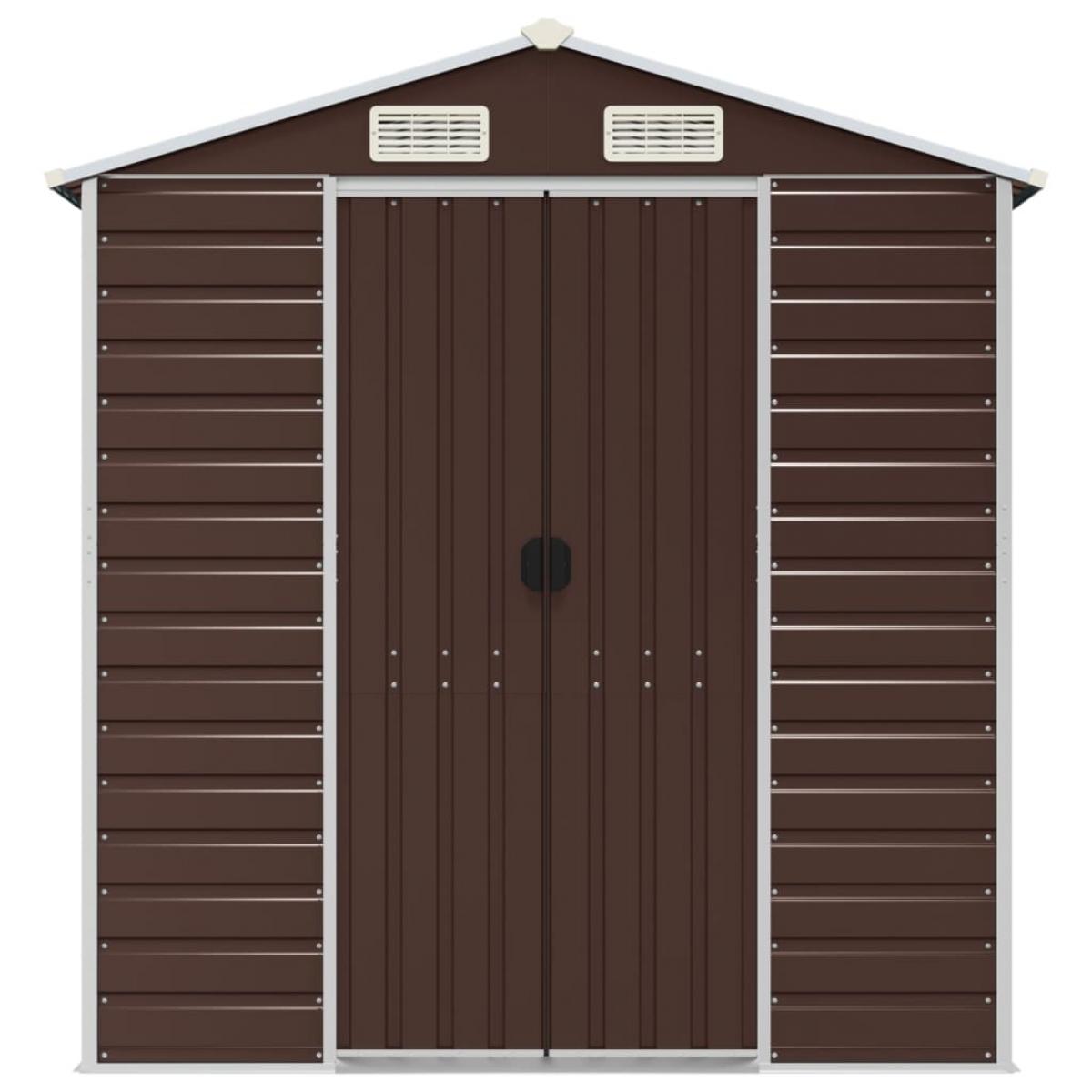 Cobertizo de jardín acero galvanizado marrón 191x725x198 cm
