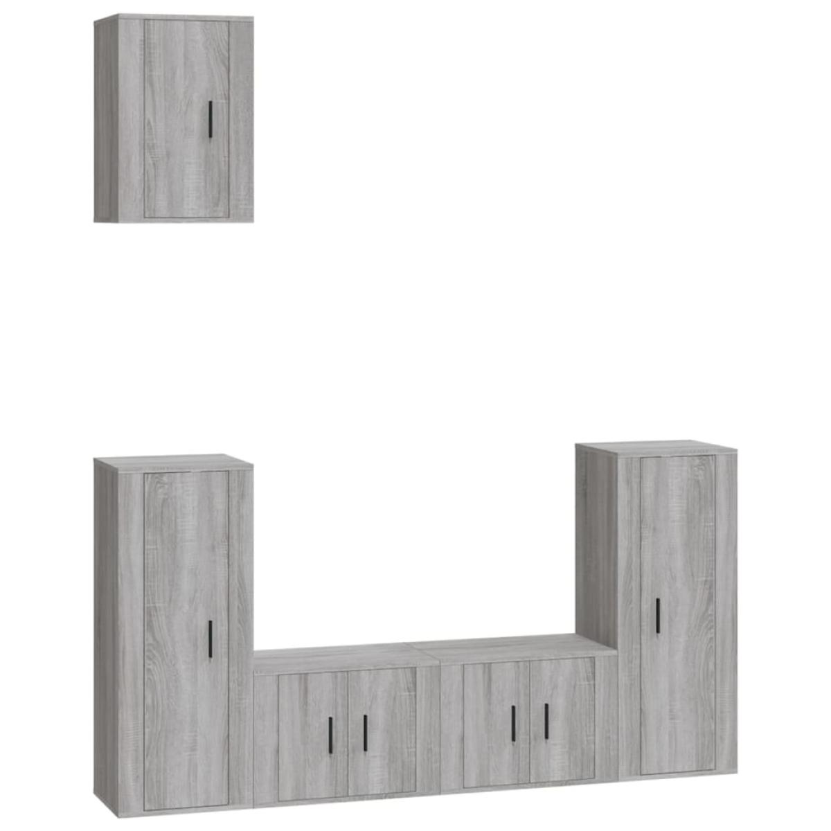 Set de muebles para TV 5 pzas madera contrachapada gris Sonoma
