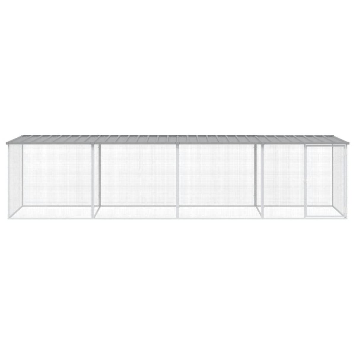 Gallinero con techo acero galvanizado gris claro 403x98x90 cm