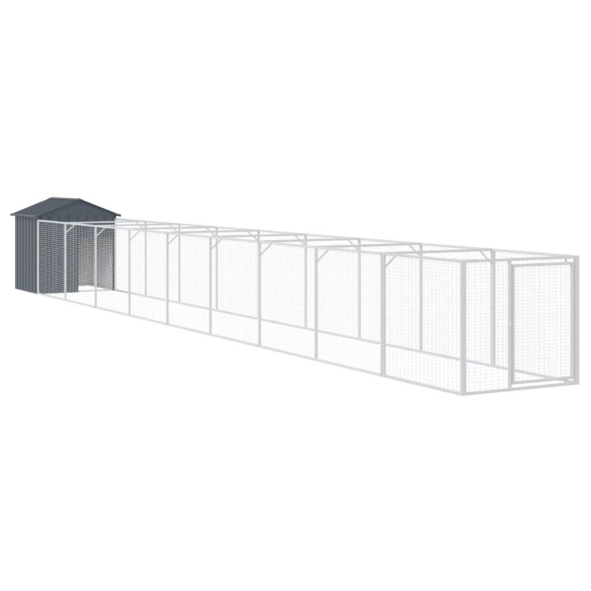 Caseta perros con tejado acero galvanizado gris 117x1017x123 cm