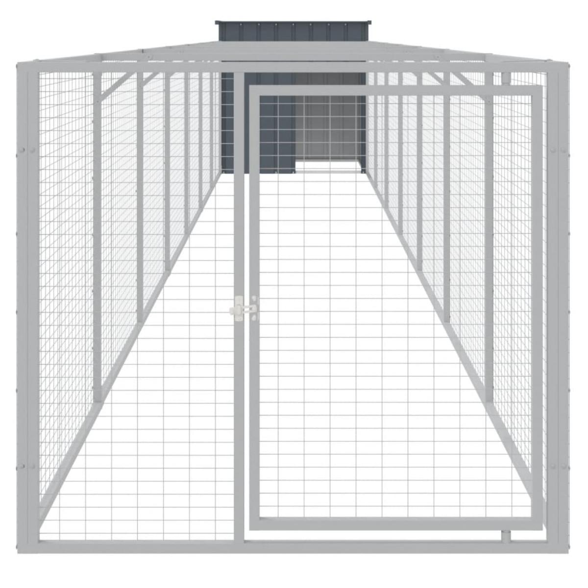 Caseta perros con corral acero galvanizado gris 110x813x110 cm