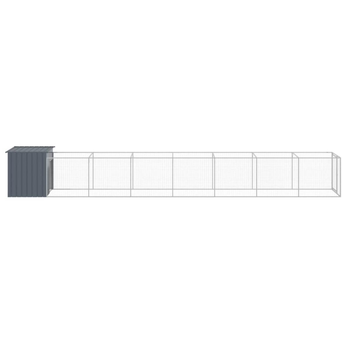 Caseta perros con corral acero galvanizado gris 110x813x110 cm