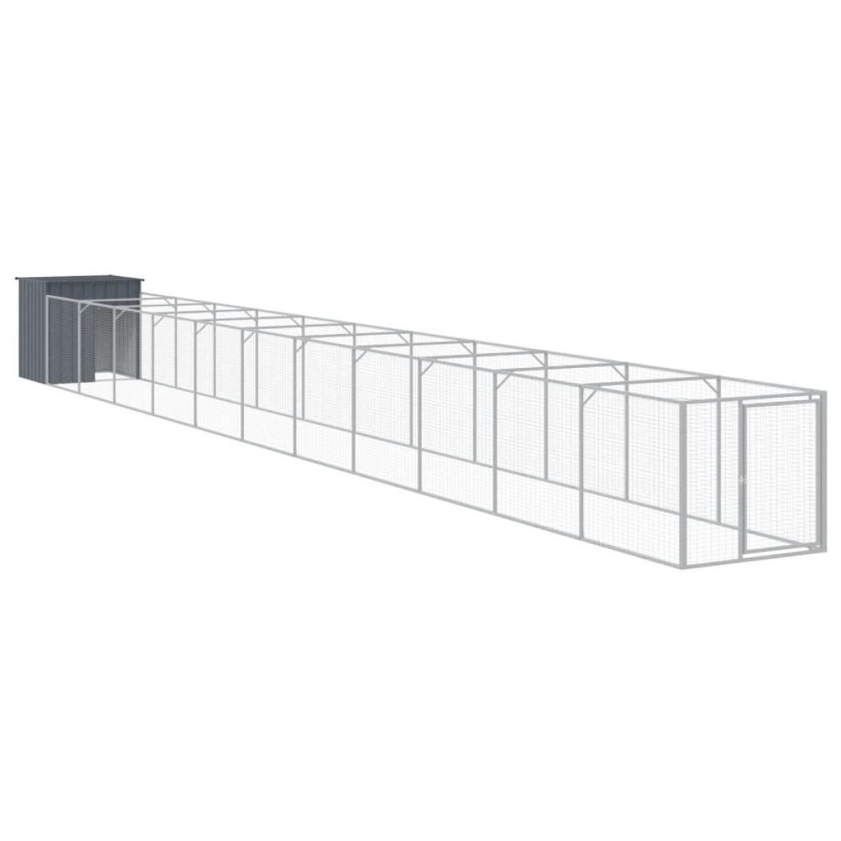 Caseta perros con corral acero galvanizado gris 110x1221x110 cm