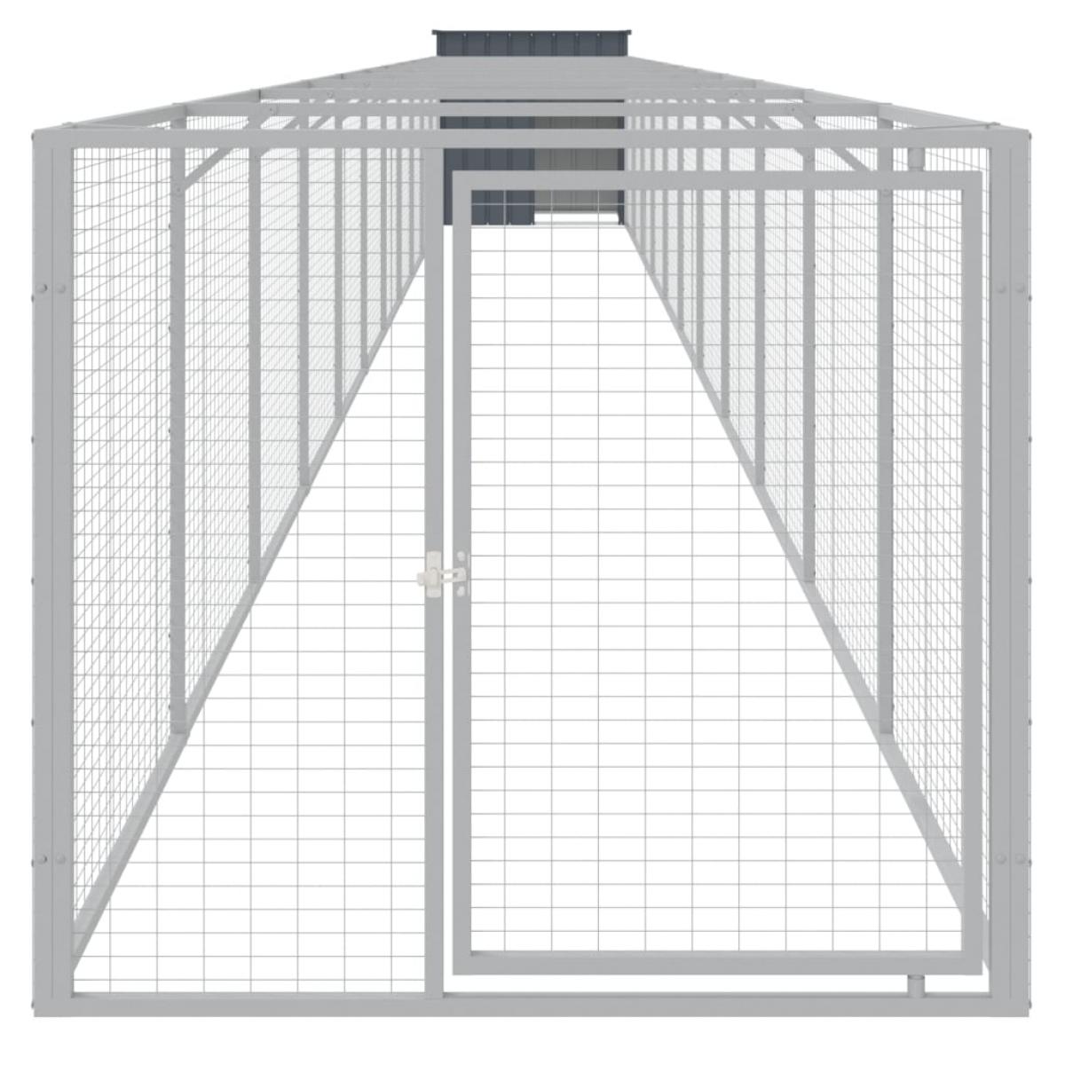 Caseta perros con corral acero galvanizado gris 110x1221x110 cm