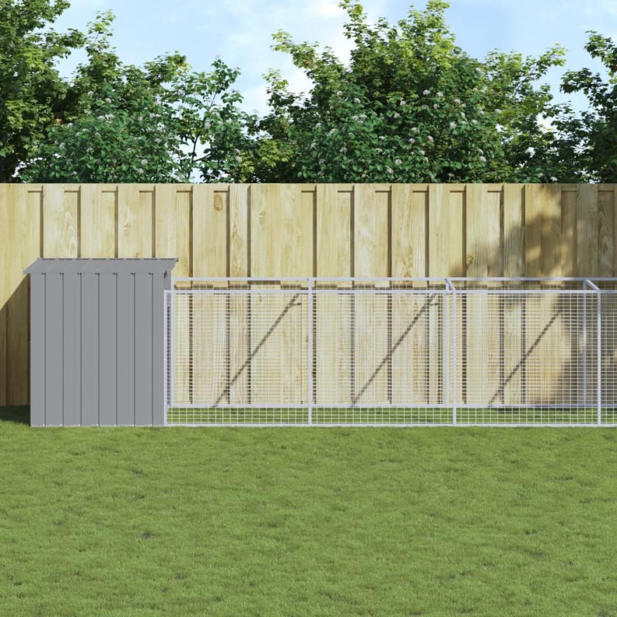 Caseta perro corral acero galvanizado gris claro 110x1221x110cm