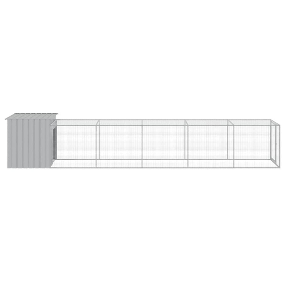Gallinero con corral acero galvanizado gris claro 110x609x110cm