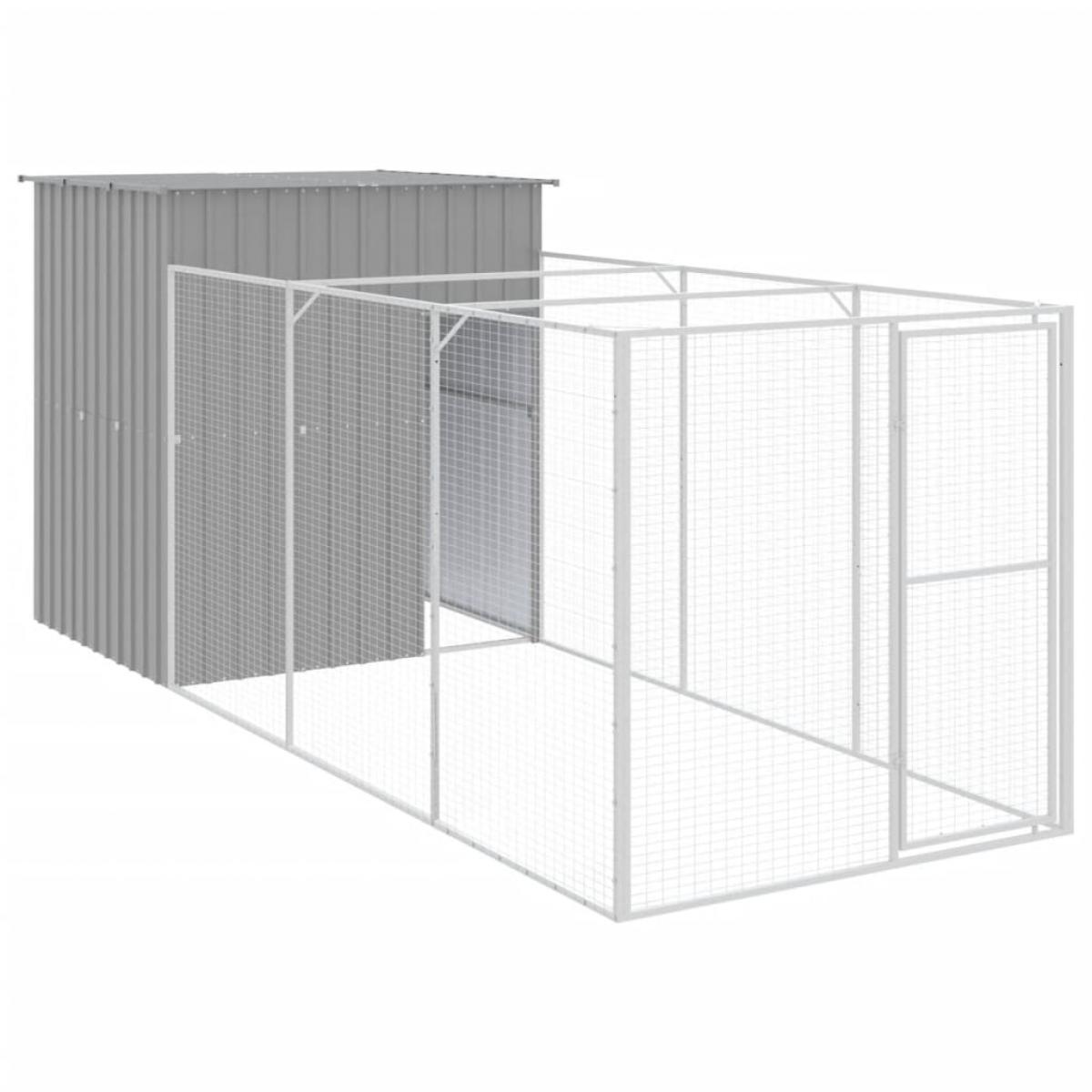 Caseta perros corral acero galvanizado gris claro 165x455x181cm