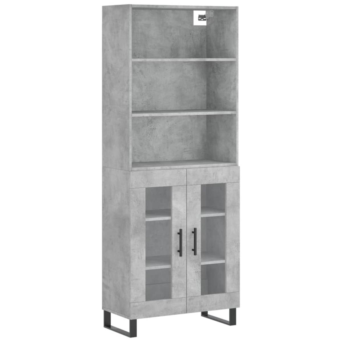 Aparador alto madera contrachapada gris hormigón 69,5x34x180 cm
