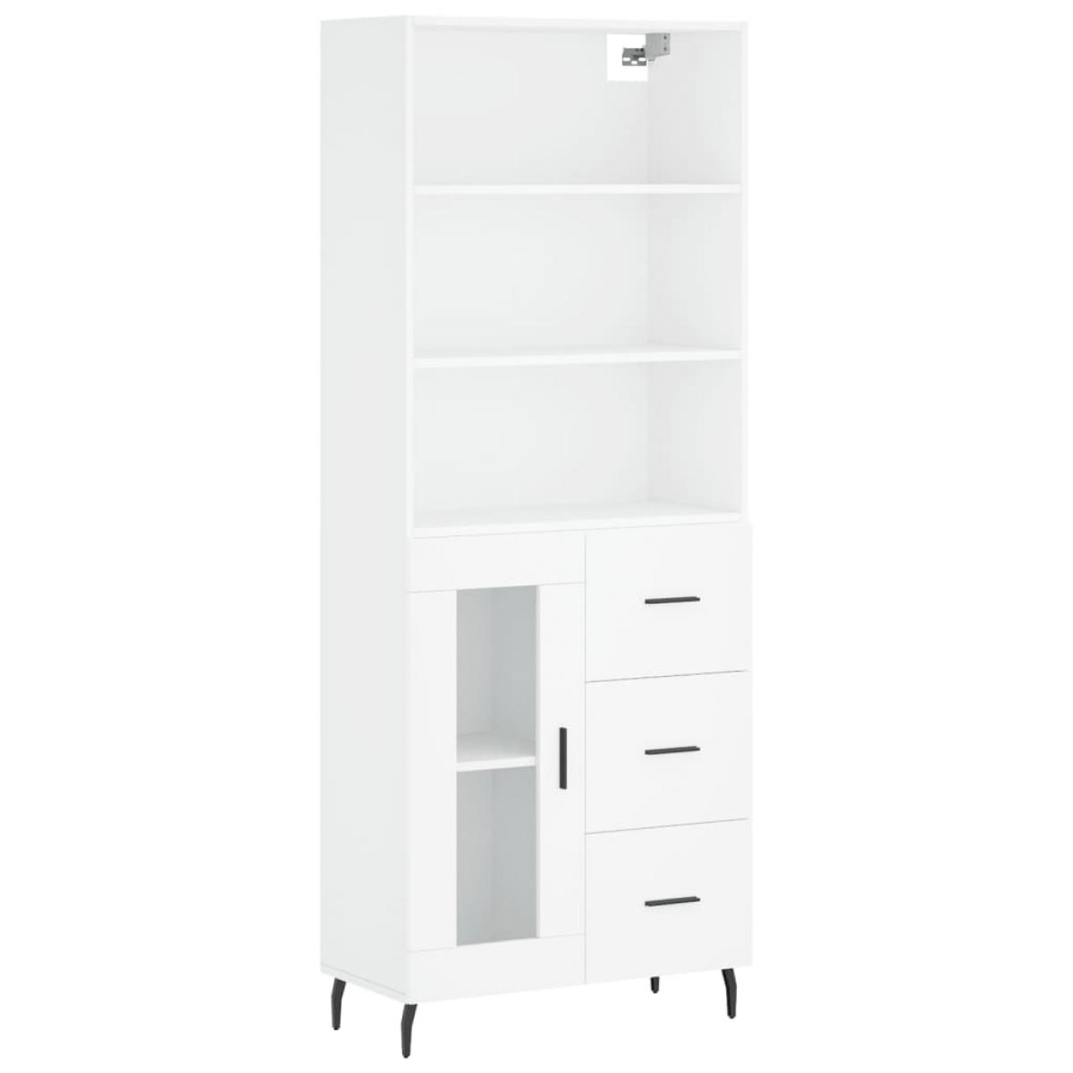 Aparador alto madera contrachapada blanco 69,5x34x180 cm